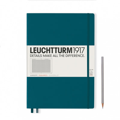 Leuchtturm A4+ Master Slim Hardcover Notebook - Pacific Green - Squared | Atlas Stationers.