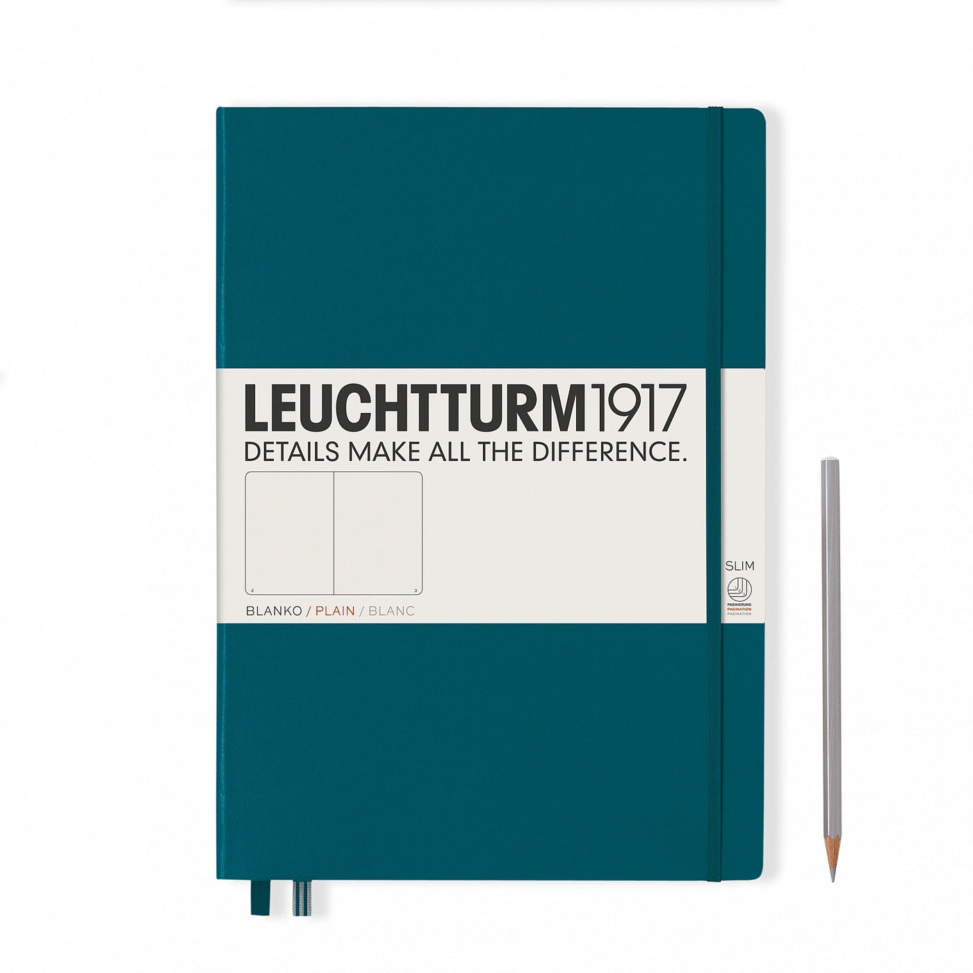 Leuchtturm A4+ Master Slim Hardcover Notebook - Pacific Green - Plain | Atlas Stationers.