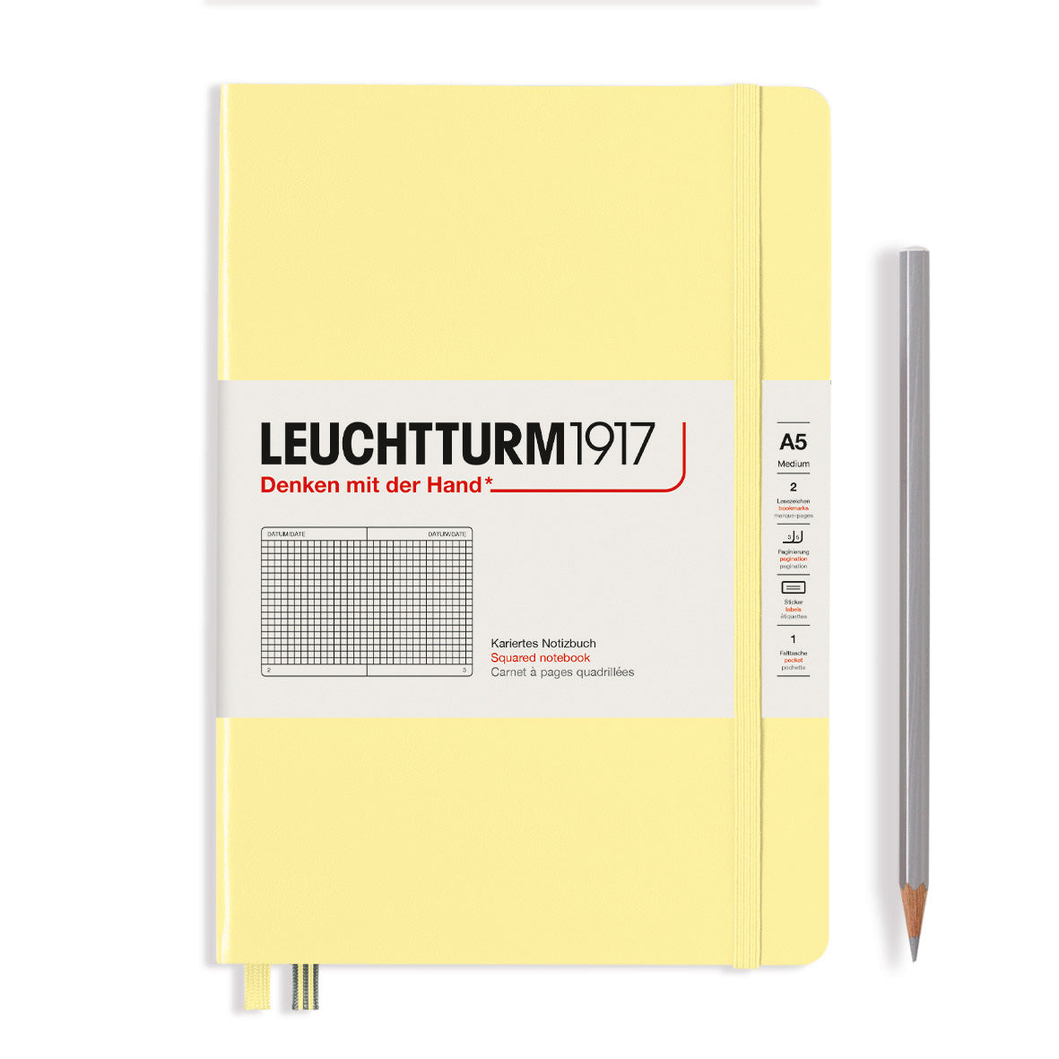 Leuchtturm A5 Hardcover Notebook - Vanilla - Squared | Atlas Stationers.