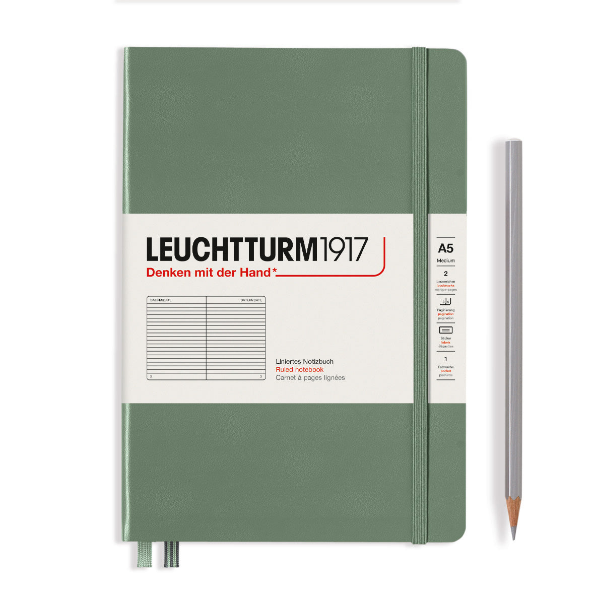 Leuchtturm A5 Hardcover Notebook - Olive - Ruled | Atlas Stationers.