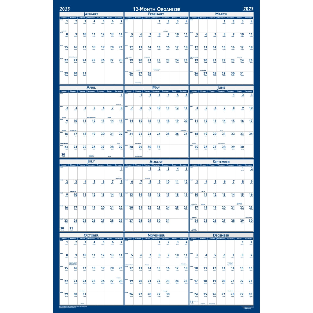 House of Doolittle Laminated Yearly Wall Planner - 24" x 37" | Atlas Stationers.