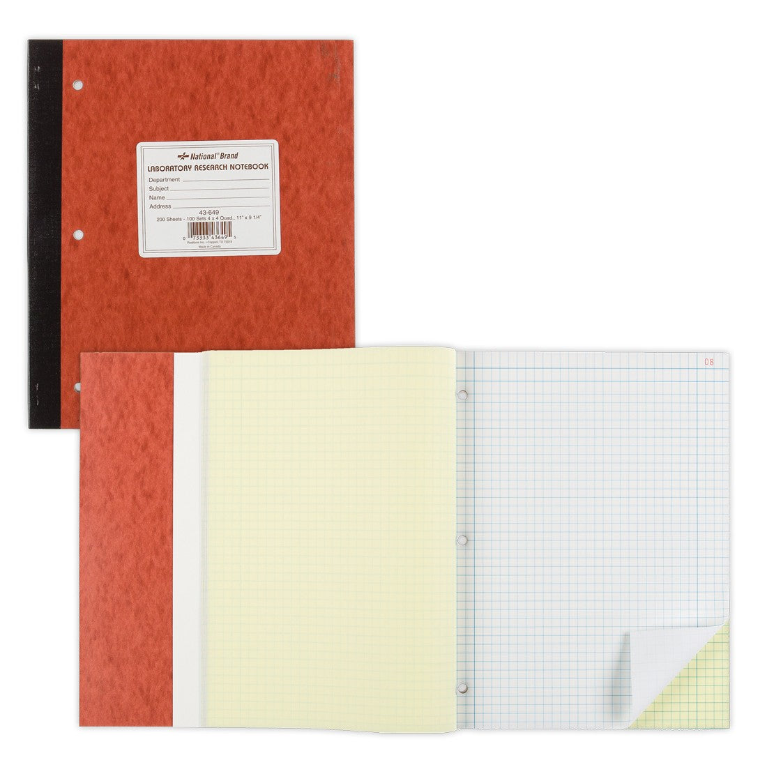 DUPLICATE LABORATORY NOTEBOOKS, QUADRILLE, 11 X 9 1/4, ASSORTED, 200 SHEETS | Atlas Stationers.