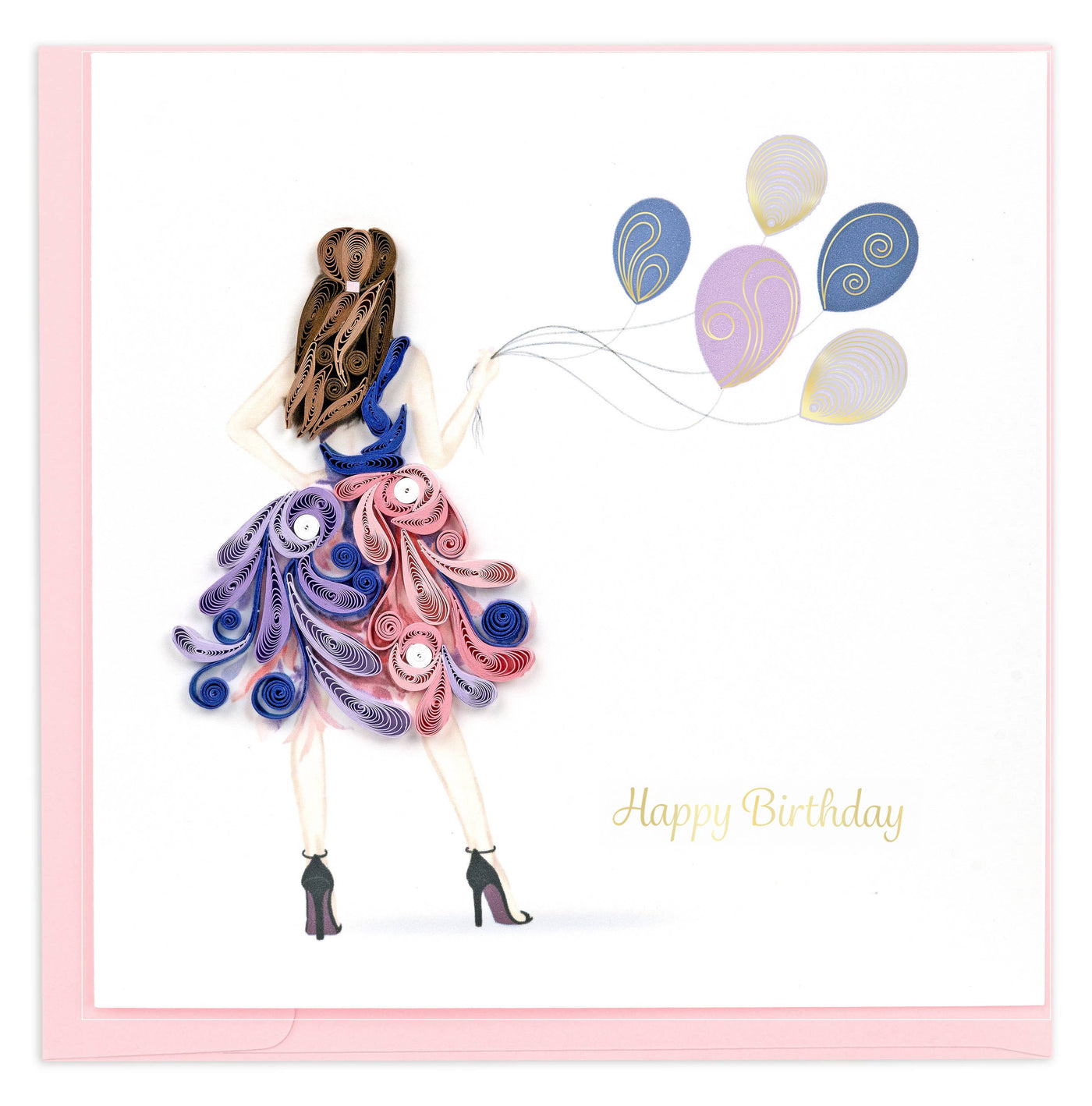 Quilled Fashion Birthday Girl Greeting Card