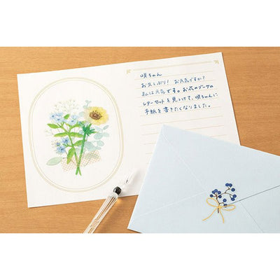 Midori Letterpress Stationery - Bouquet Blue | Atlas Stationers.