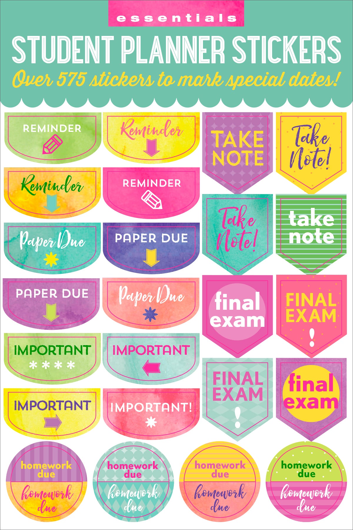 ESSENTIALS STUDENT PLANNER STICKERS | Atlas Stationers.