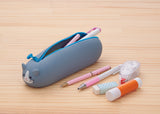 PuniLabo Lying Down Zipper Pouch - Gray Cat