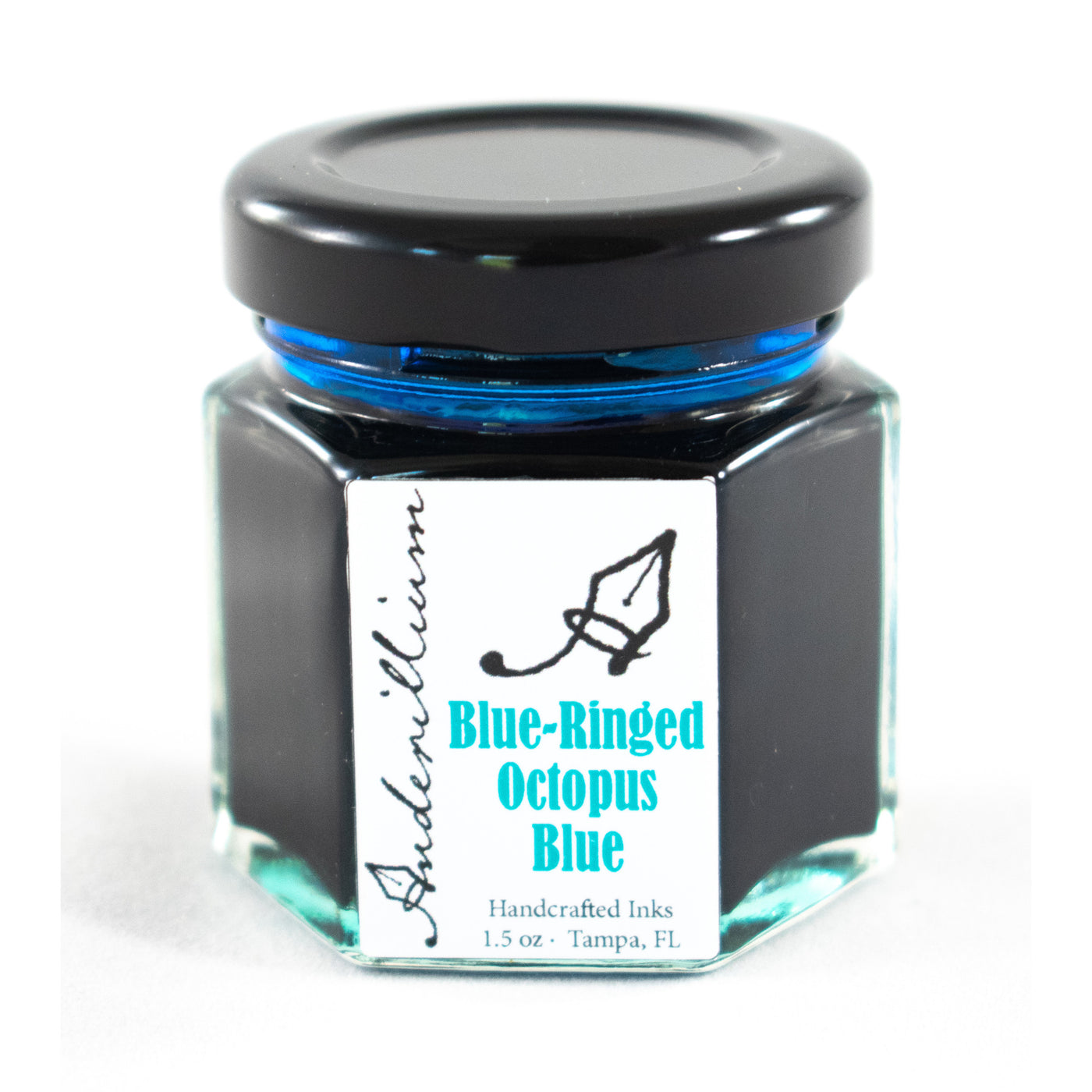 Anderillium Blue-Ringed Octopus Blue 1.5 Oz Bottled Ink | Atlas Stationers.