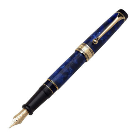Aurora Optima Auroloide Fountain Pen - Blue with Gold Trim | Atlas Stationers.