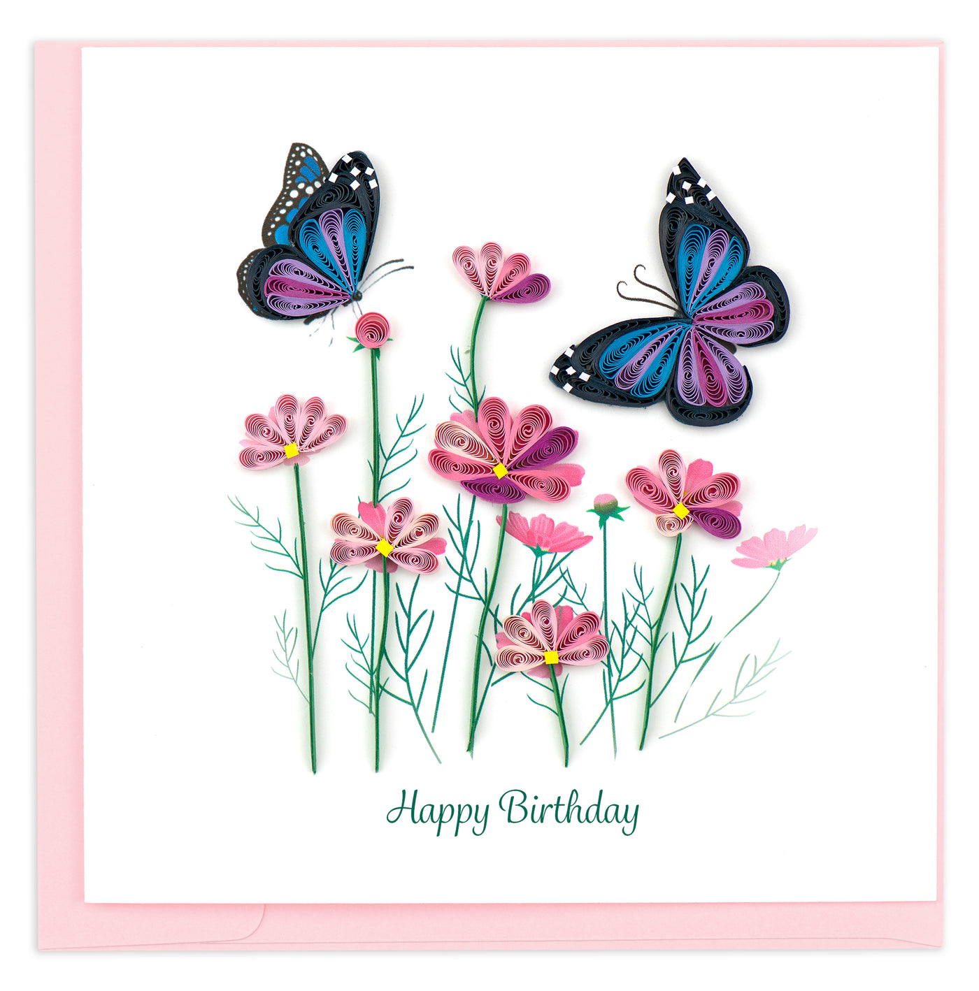 Quilled Birthday Flowers & Butterflies Card | Atlas Stationers.