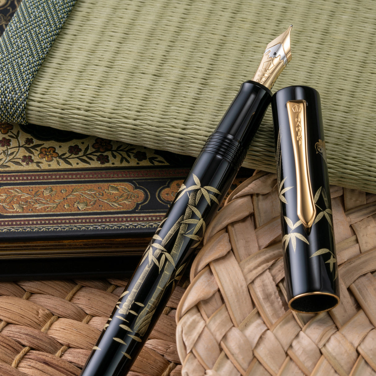 Namiki Yukari Fountain Pen - Chinkin Bamboo and Sparrow | Atlas Stationers.