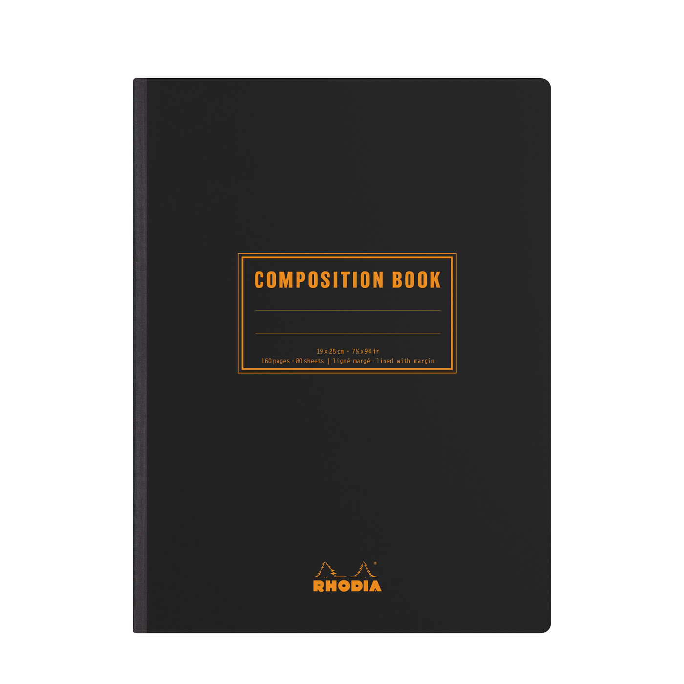 Rhodia Composition Book - Lined 160 sheets - 7 1/2 x 9 3/4 - Black Cover | Atlas Stationers.