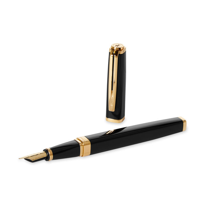 Waterman Exception Slim Fountain Pen - Black w/ Gold Trim – Atlas