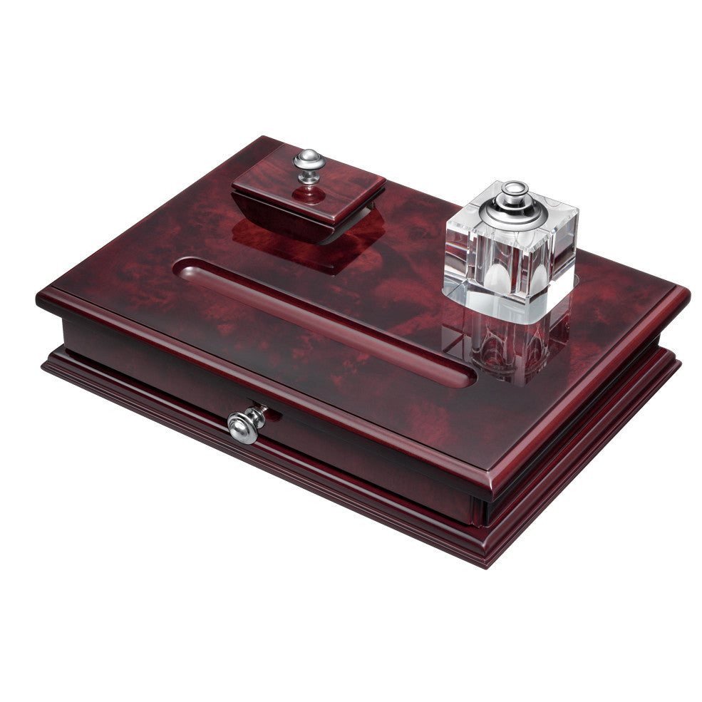 Laban Lacquer Wooden Pen Case with Crystal Inkwell | Atlas Stationers.