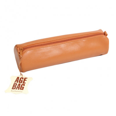 Clairefontaine Leather Round Pencil Case - 8 1/2 x Ø 2 1/2 - Tan | Atlas Stationers.