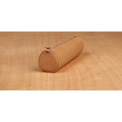 Clairefontaine Leather Round Pencil Case - 8 1/2 x Ø 2 1/2 - Tan | Atlas Stationers.