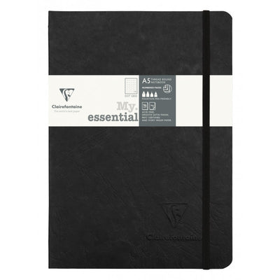 Clairefontaine "My Essential" Bound Paginated Notebook - 96 Dots Sheets - 6 x 8 1/4 - Black | Atlas Stationers.