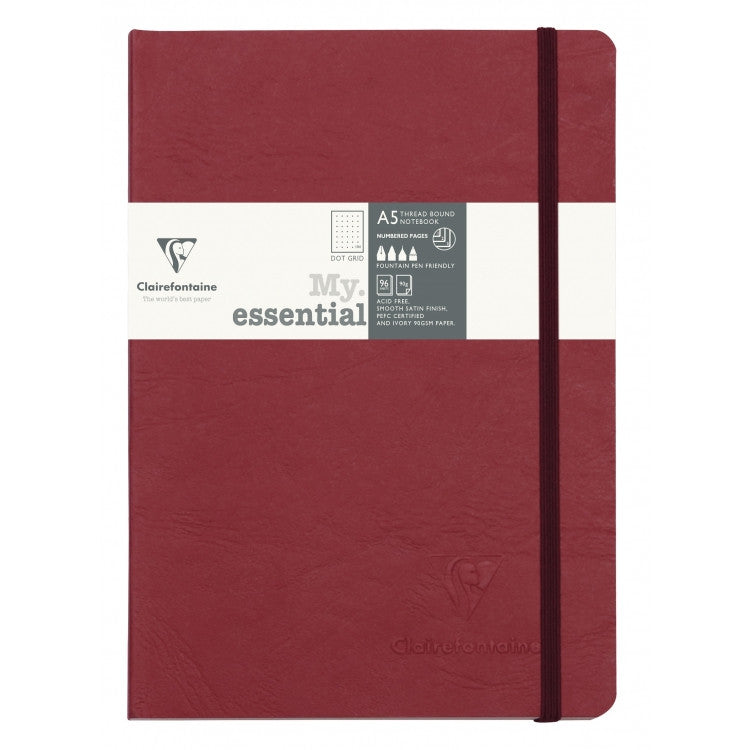 Clairefontaine "My Essential" Bound Paginated Notebook - 96 Dots Sheets - 6 x 8 1/4 - Red | Atlas Stationers.