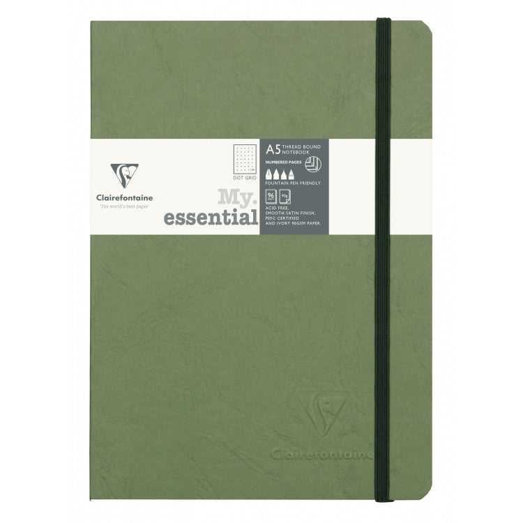 Clairefontaine "My Essential" Bound Paginated Notebook - 96 Dots Sheets - 6 x 8 1/4 - Green | Atlas Stationers.