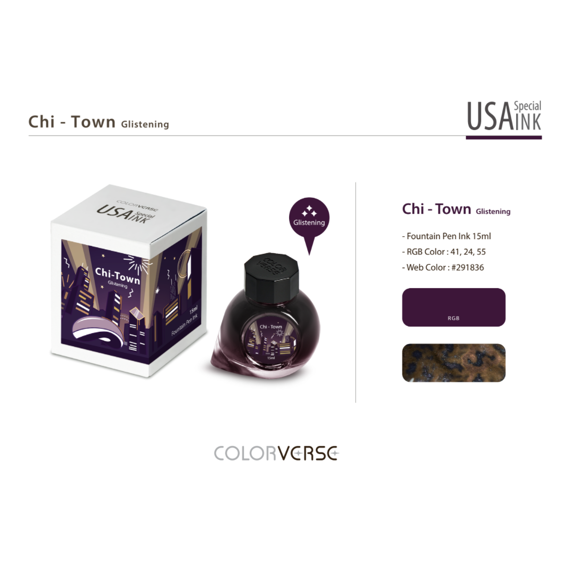 Colorverse USA 15ml Bottled Ink - Chi-Town (Illinois) | Atlas Stationers.