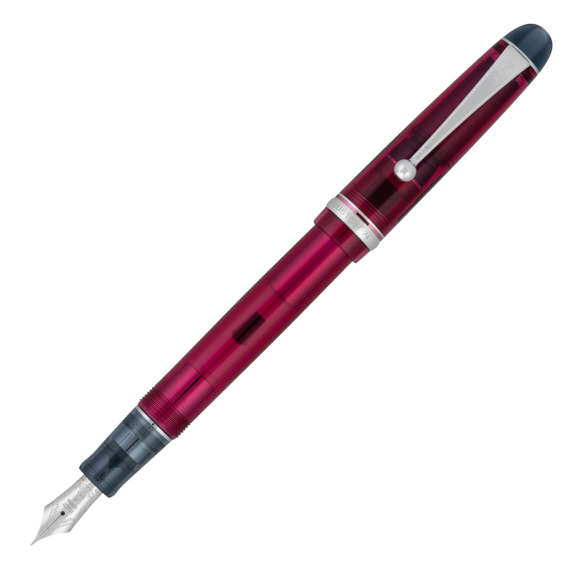 Pilot Custom 74 Tinted Red Wine - 14 Karat Gold Rhodium Plated Fountain Pen (CON-70)