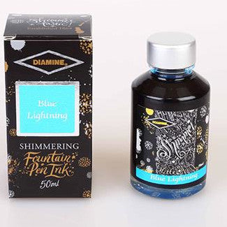 Diamine Blue Lightning - Shimmer - 50ml Bottled Ink | Atlas Stationers.