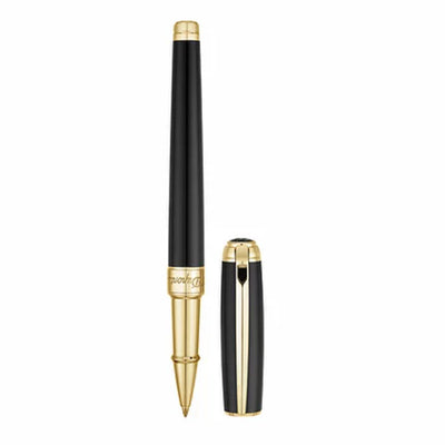 S.T. Dupont Line D Medium Rollerball Pen - Black with Gold Trim | Atlas Stationers.