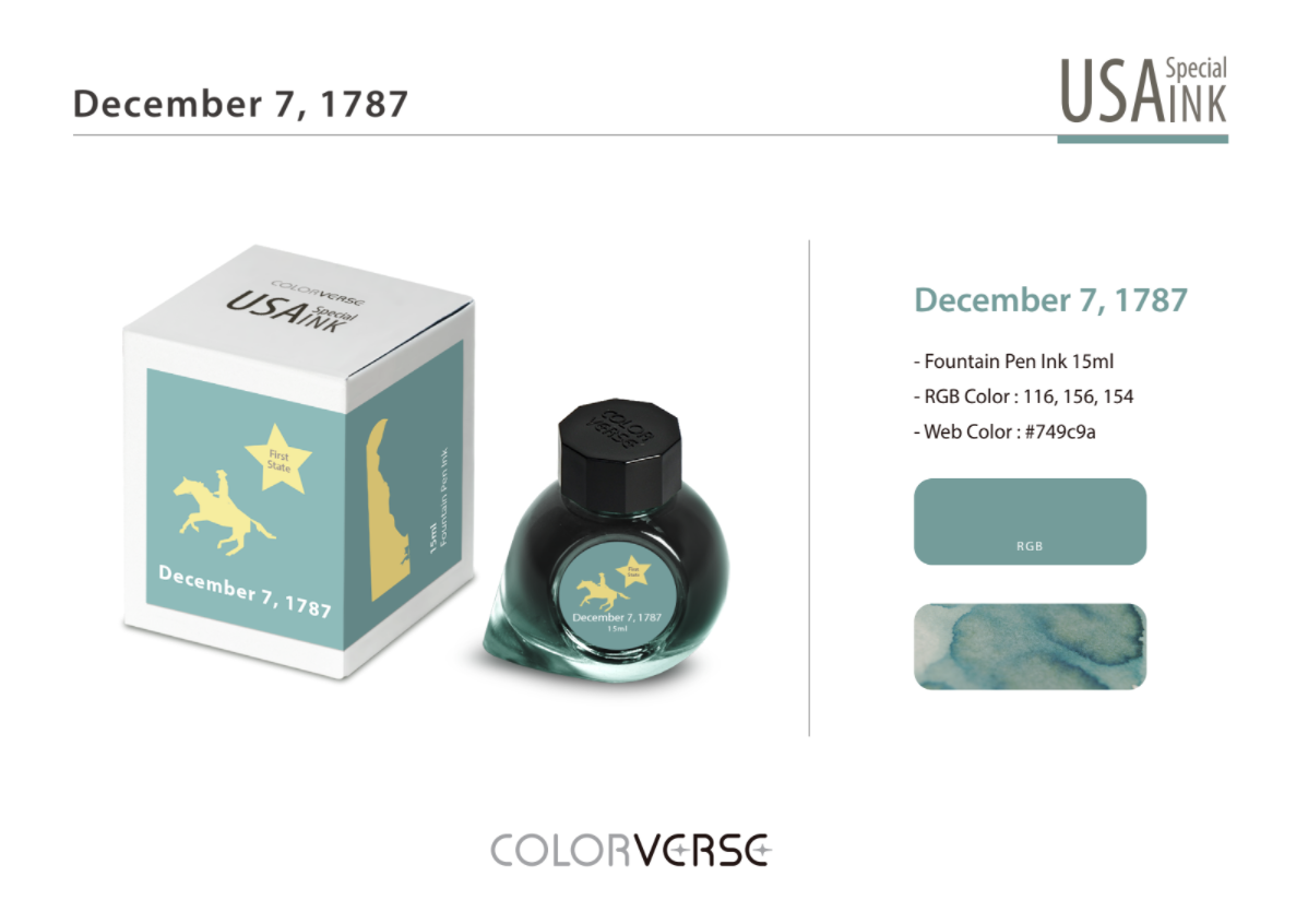 Colorverse USA 15ml Bottled Ink - December 7, 1787 (Delaware) | Atlas Stationers.