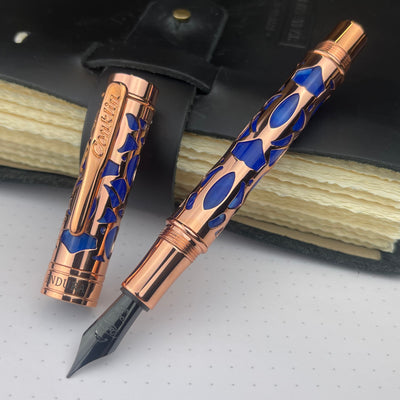 Conklin Endura Deco Crest Fountain Pen - Blue w/ Rosegold