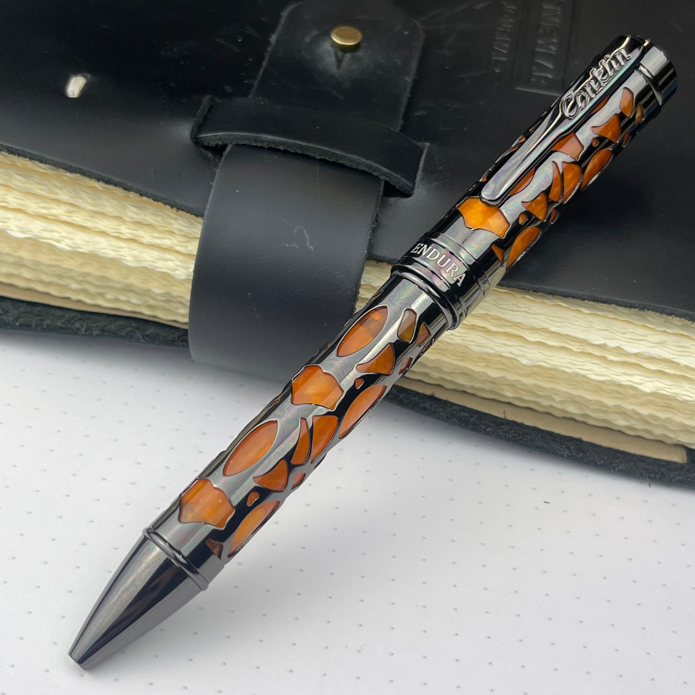 Conklin Endura Deco Crest Ballpoint Pen - Orange w/ Gunmetal