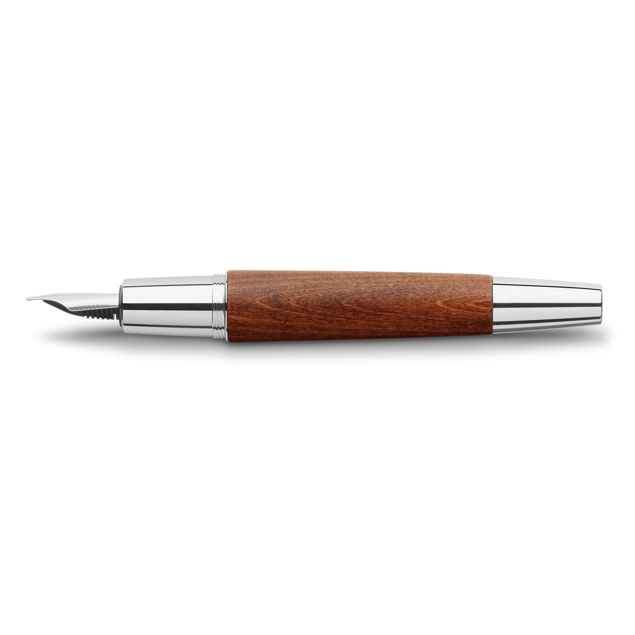 Faber-Castell デザインシリーズ 万年筆　Pearwood Br Faber-Castell E-Motion Fountain Pen - Wood w/ Chrome – Atlas