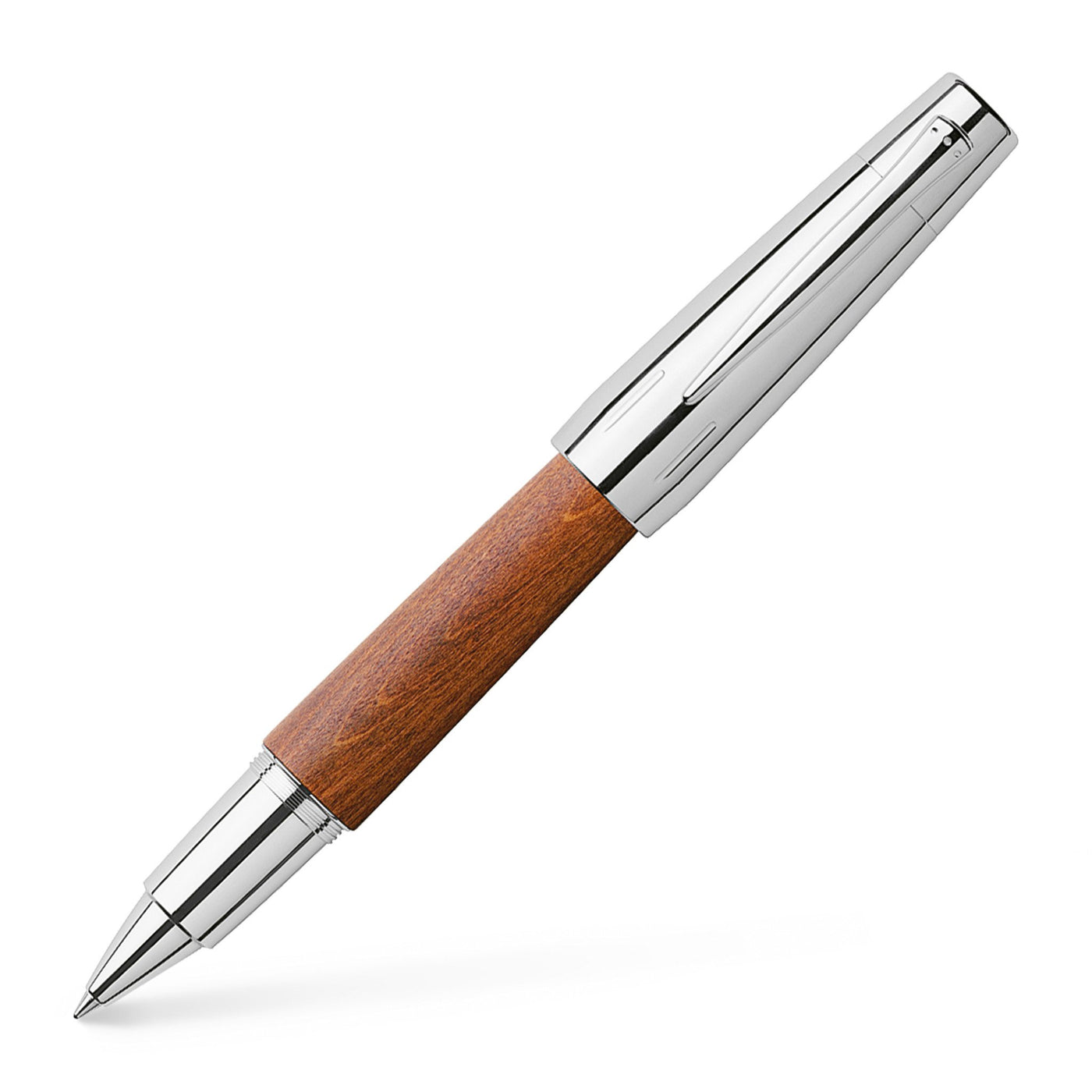 Faber-Castell E-Motion Rollerball Pen - Wood w/ Chrome | Atlas Stationers.