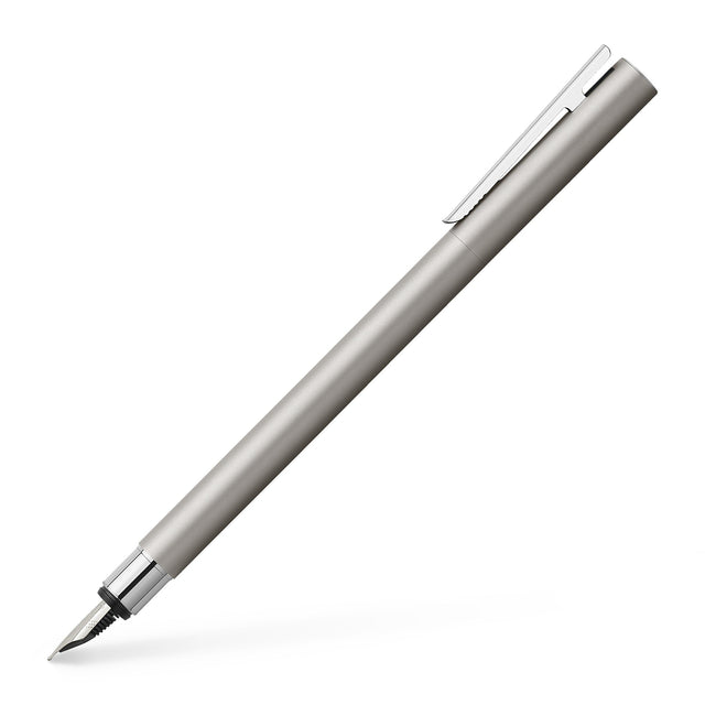 Faber-Castell Neo Slim Fountain Pen - Matte Stainless Steel | Atlas Stationers.
