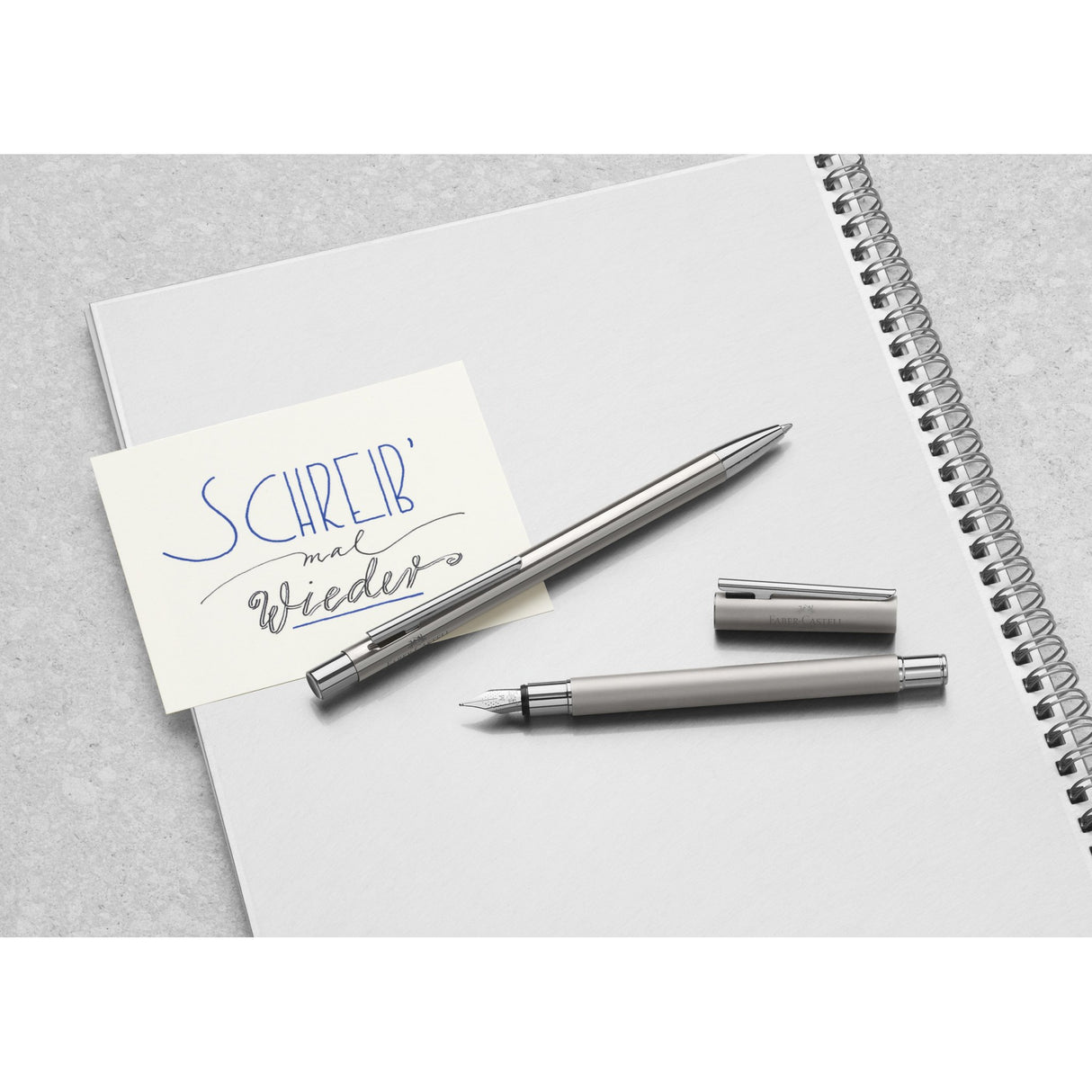 Faber-Castell Neo Slim Fountain Pen - Matte Stainless Steel | Atlas Stationers.