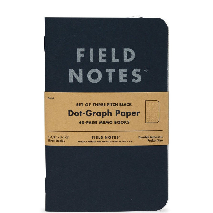 Field Notes Pitch Black Notebook, Dot Graph, 2-Pack, 4 3/4
