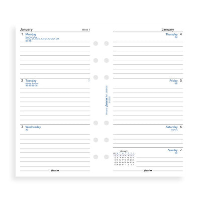 Filofax Week on Two Page w/ Lines Refill - Personal | Atlas Stationers.