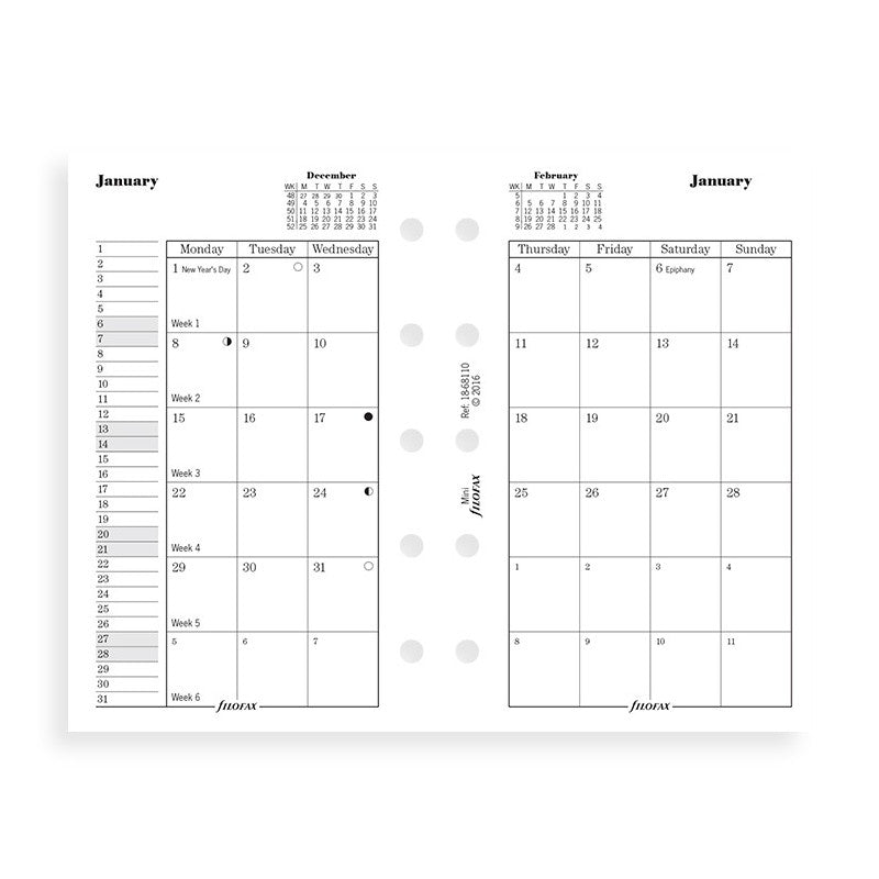 Filofax Month on Two Pages Refill - Mini | Atlas Stationers.