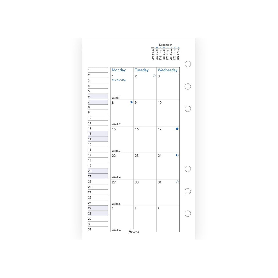 Filofax Month on Two Page Refill - Personal | Atlas Stationers.