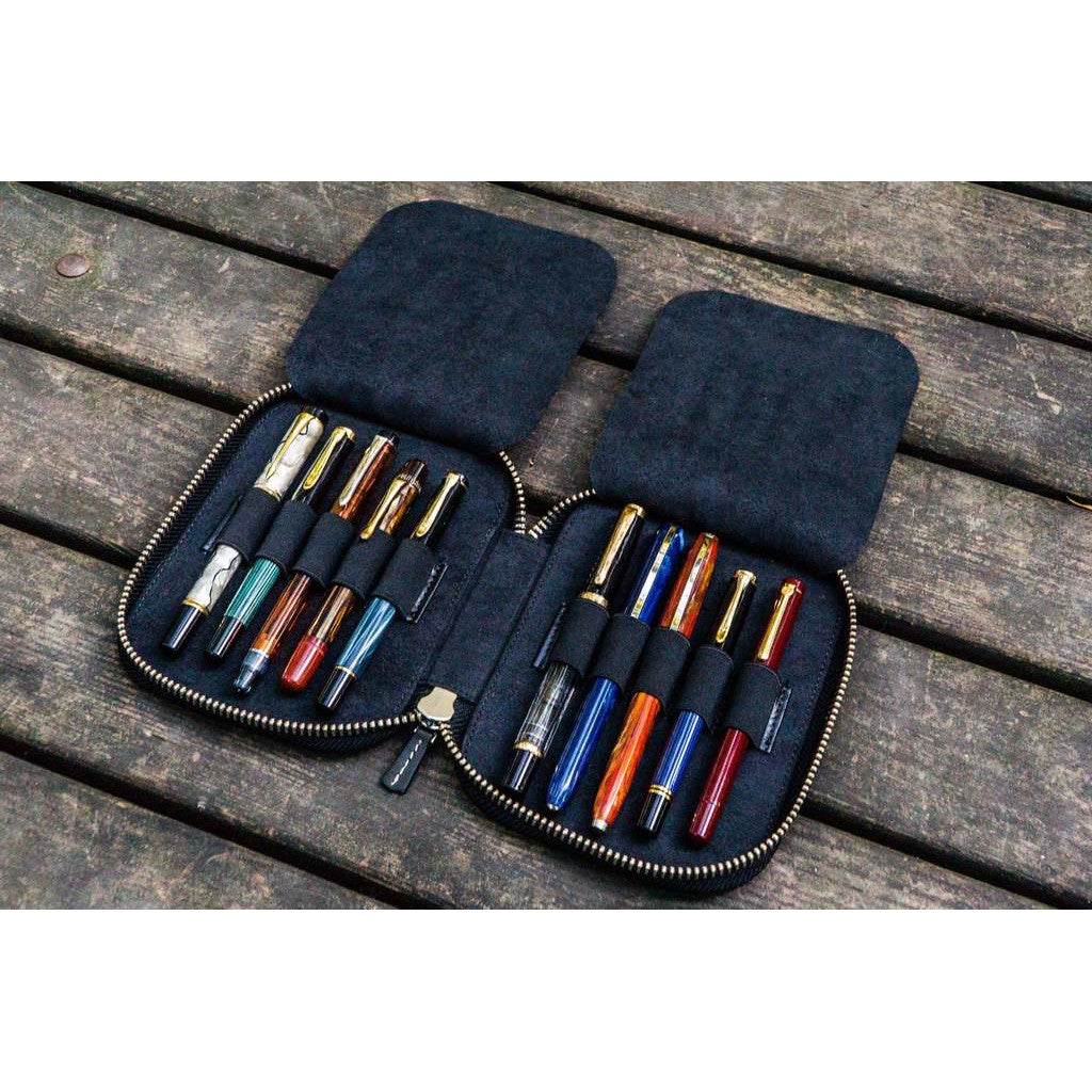 Galen Leather 10 Pen Zipper Case - Black | Atlas Stationers.