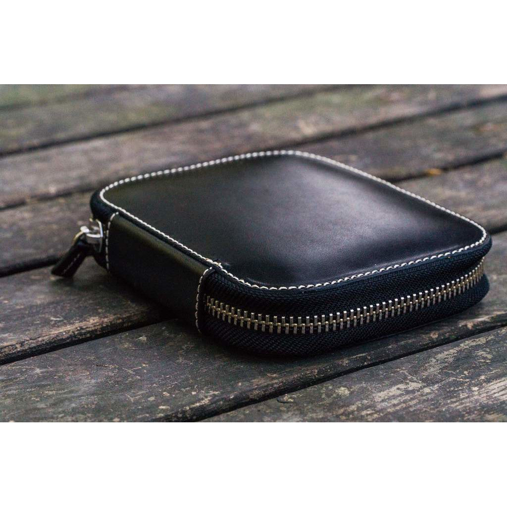 Galen Leather 10 Pen Zipper Case - Black | Atlas Stationers.