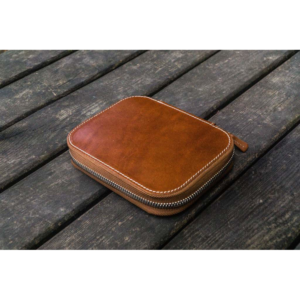 Galen Leather 10 Pen Zipper Case - Brown | Atlas Stationers.