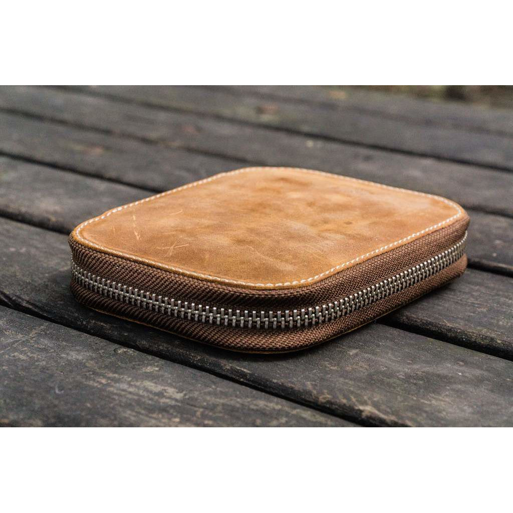 Galen Leather 10 Pen Zipper Case - Crazy Horse Brown | Atlas Stationers.