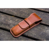 Galen Leather 2 Pen Flap Case - Brown | Atlas Stationers.