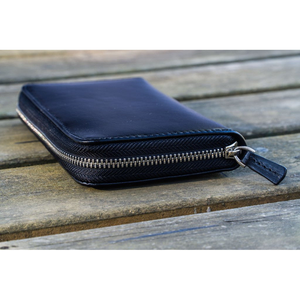 Galen Leather 3 Pen Zipper Case - Black | Atlas Stationers.