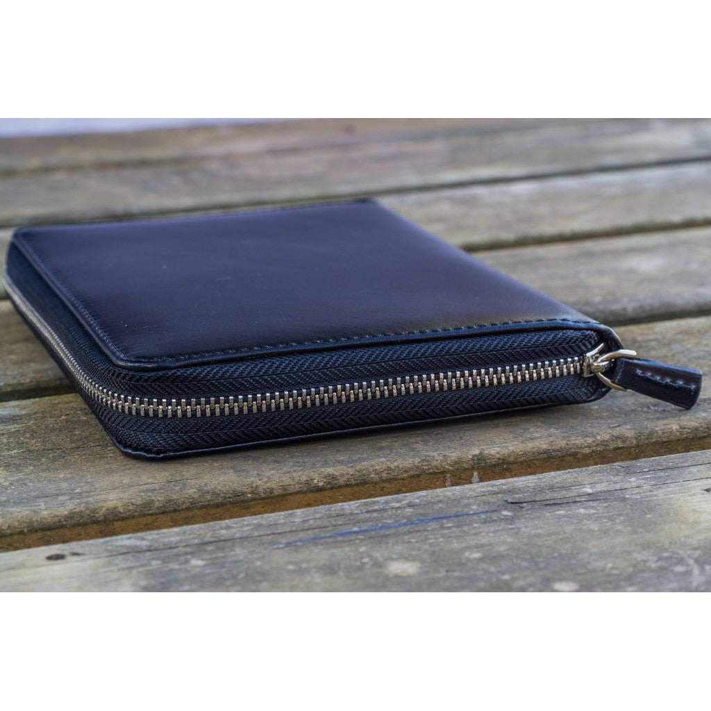 Galen Leather 5 Pen Zipper Case - Black | Atlas Stationers.