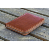 Galen Leather 5 Pen Zipper Case - Chocolate Brown | Atlas Stationers.