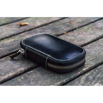 Galen Leather 6 Pen Zipper Case - Black | Atlas Stationers.