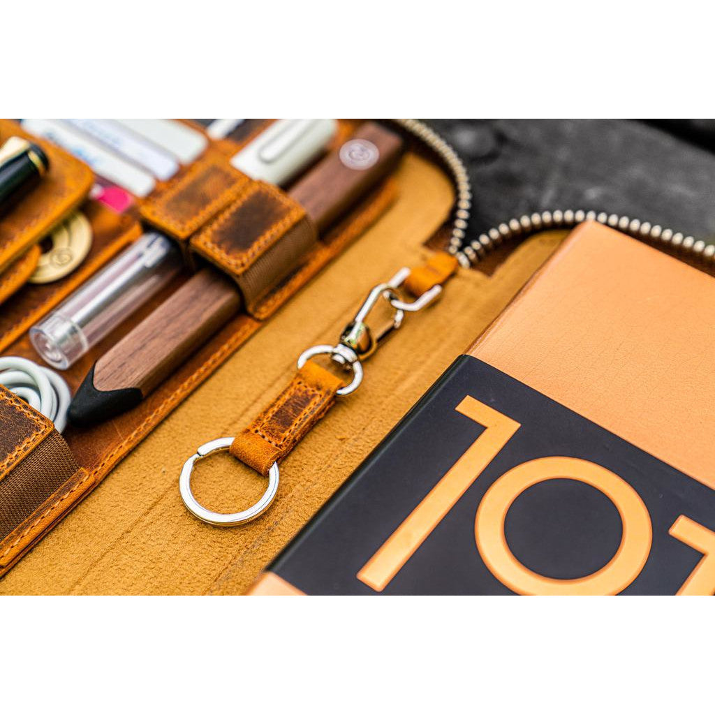 Galen Leather Zipped A5 Notebook Folio - Crazy Horse Brown | Atlas Stationers.