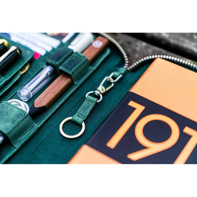Galen Leather Zipped A5 Notebook Folio - Crazy Horse Forest Green | Atlas Stationers.