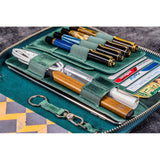 Galen Leather Zipped A5 Notebook Folio - Crazy Horse Forest Green | Atlas Stationers.