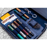 Galen Leather Zipped A5 Notebook Folio - Crazy Horse Navy | Atlas Stationers.